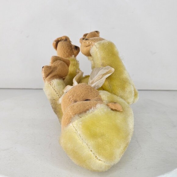 Vintage Japan Mohair Monkey Plush Toy With Ribbon Articulated - Picture 4 of 8